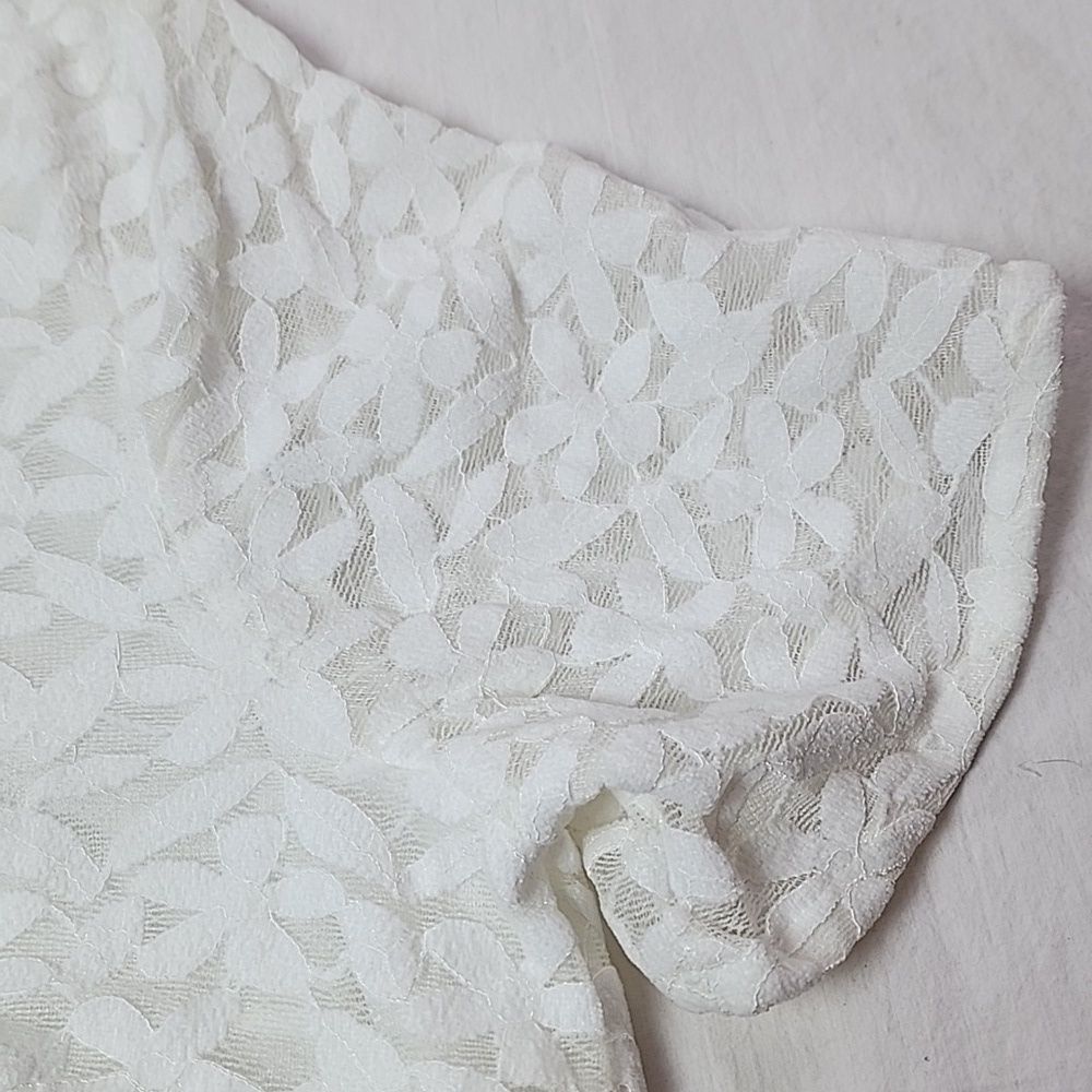 NWT Teddi Rose XL White Lace Textured Women's Top Thread Collective Brand New - Picture 8 of 12